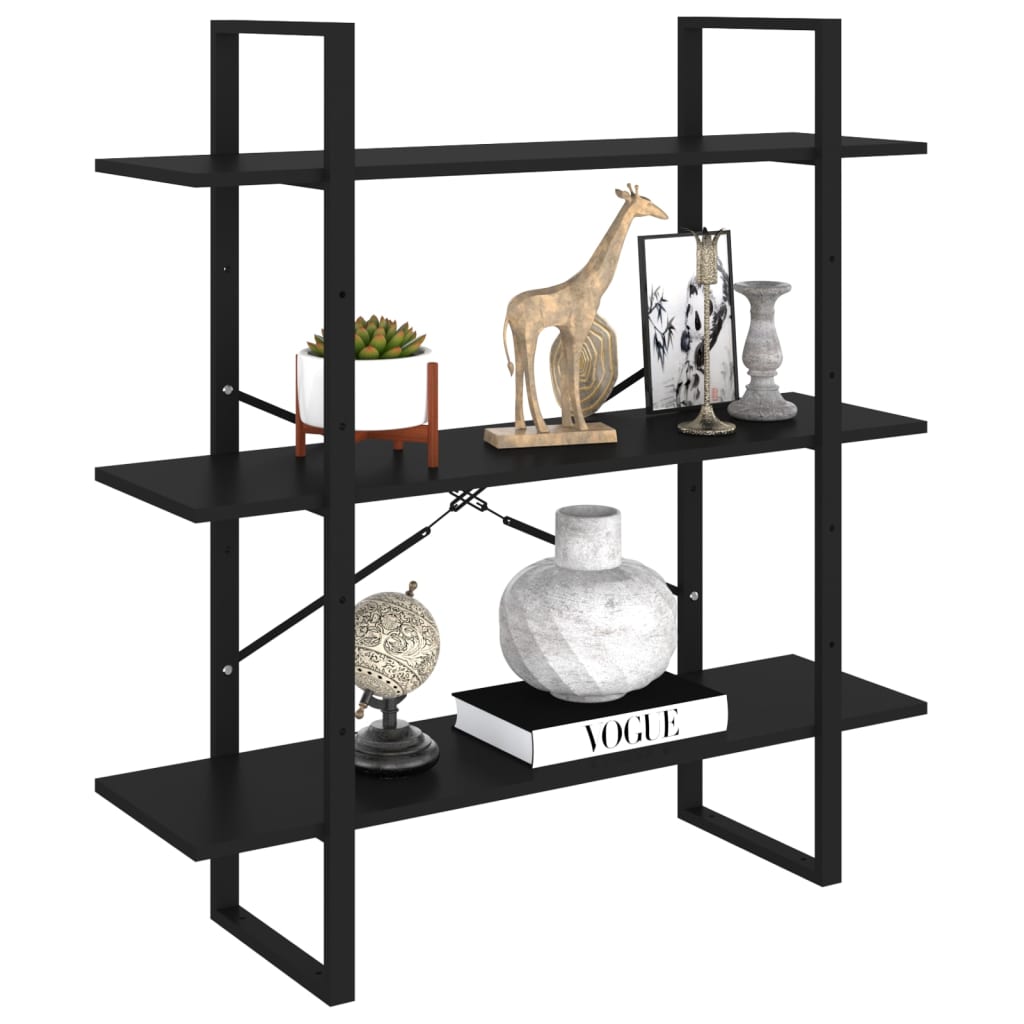 Black wood shelf 100x30x105 cm