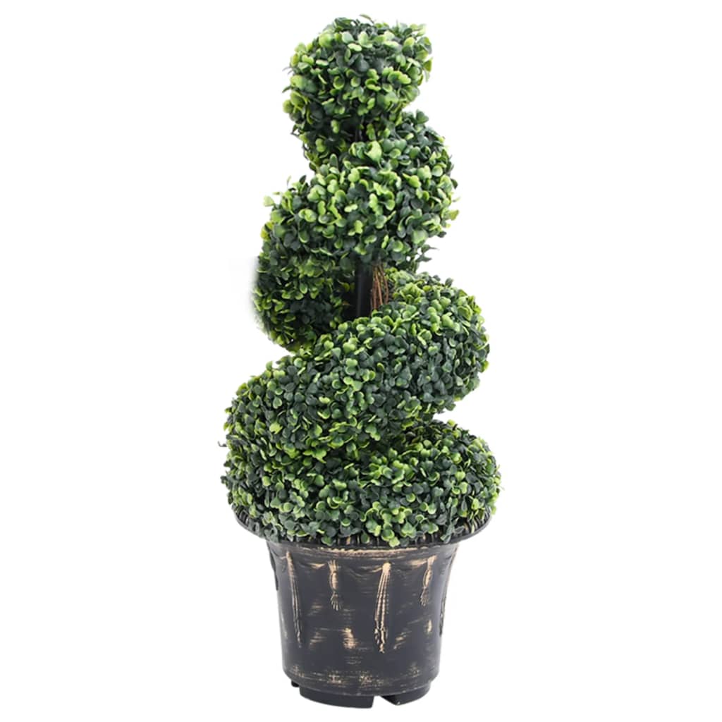 Vetonek Planta espiral de Boj artificial con macetero verde 89 cm