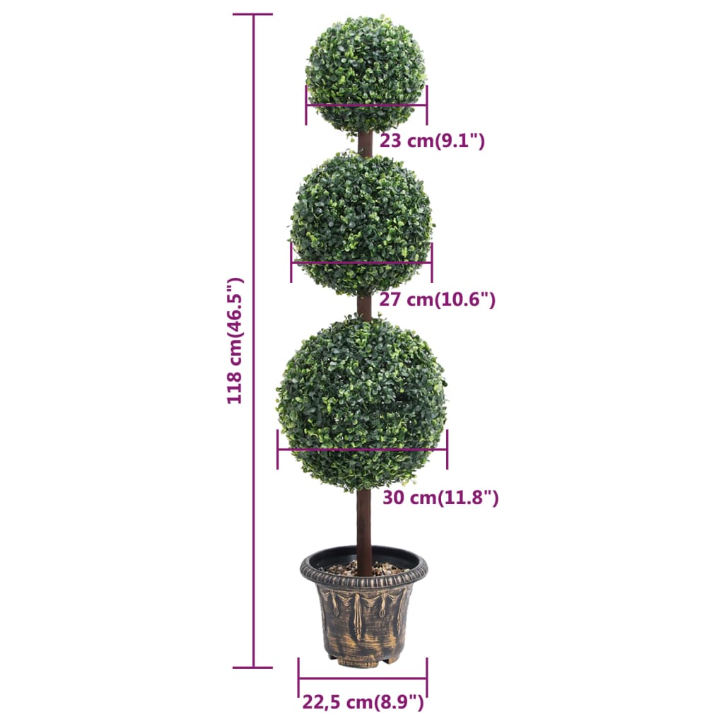 Boj plante artificielle Forme de balle avec pot vert 118 cm