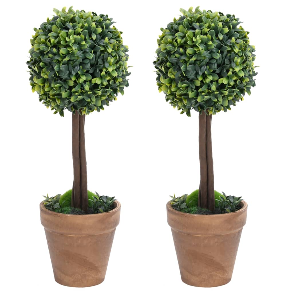 Vetonek Plantas de boj artificial 2 uds forma bola maceta verde 33 cm