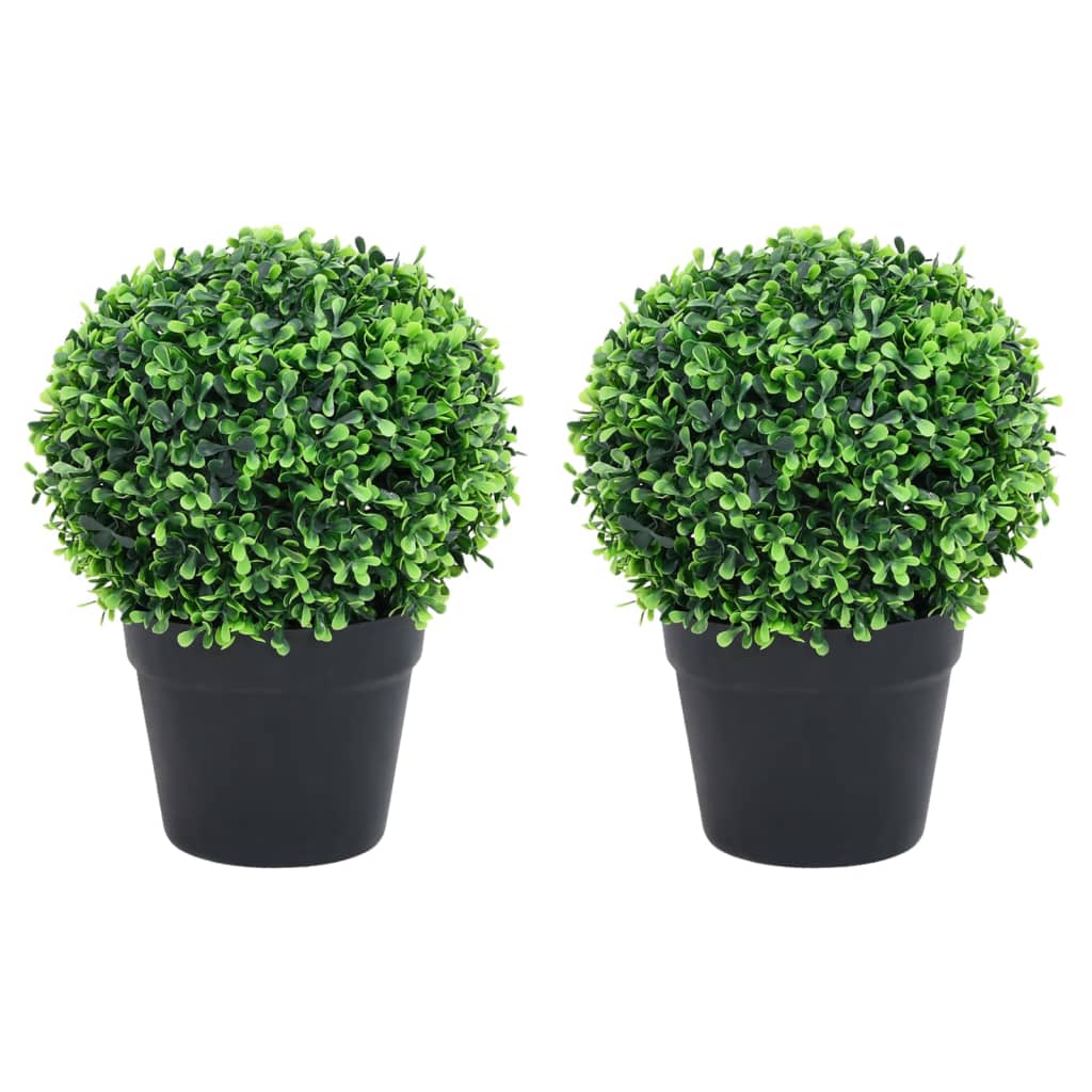 Vetonek Plantas de boj artificial 2 uds forma bola maceta verde 37 cm