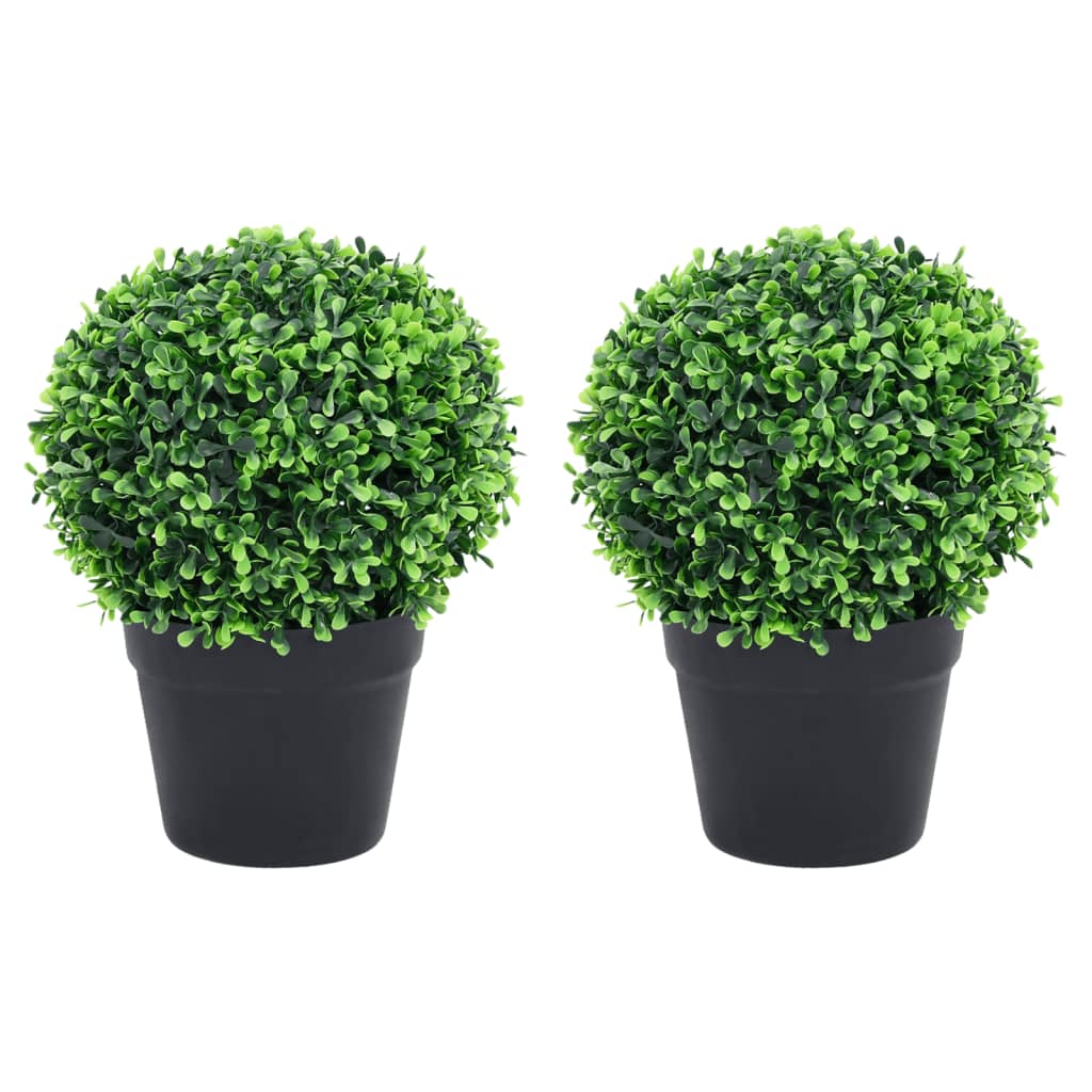 Vetonek Plantas de boj artificial 2 uds forma bola maceta verde 32 cm