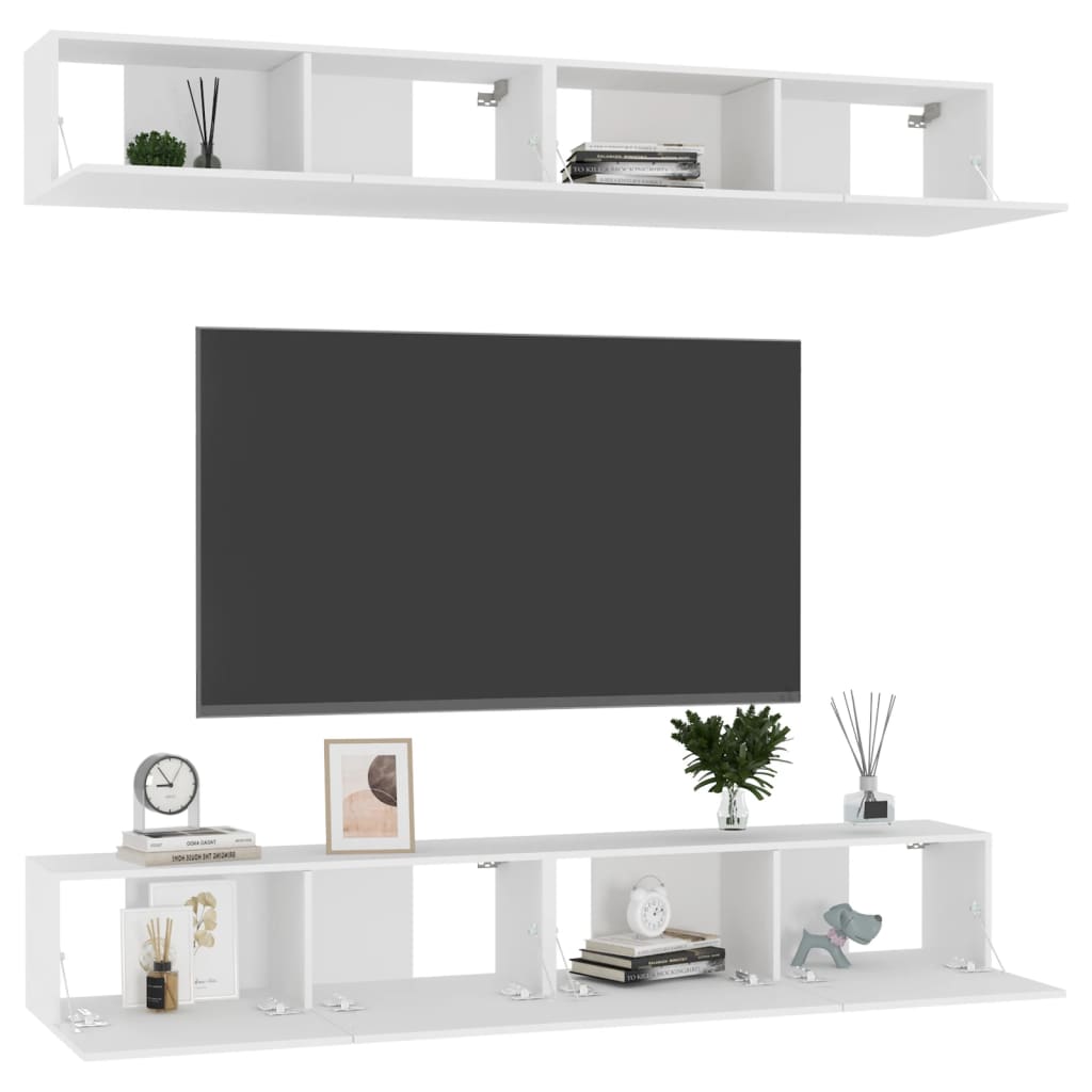 Muebles de TV 4 uds madera de ingeniería blanco 100x30x30 cm