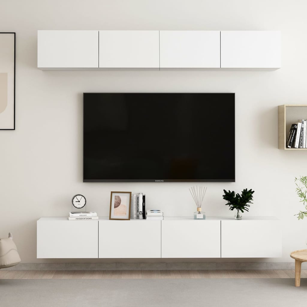 Vetonek Muebles de TV 4 uds madera de ingeniería blanco 100x30x30 cm