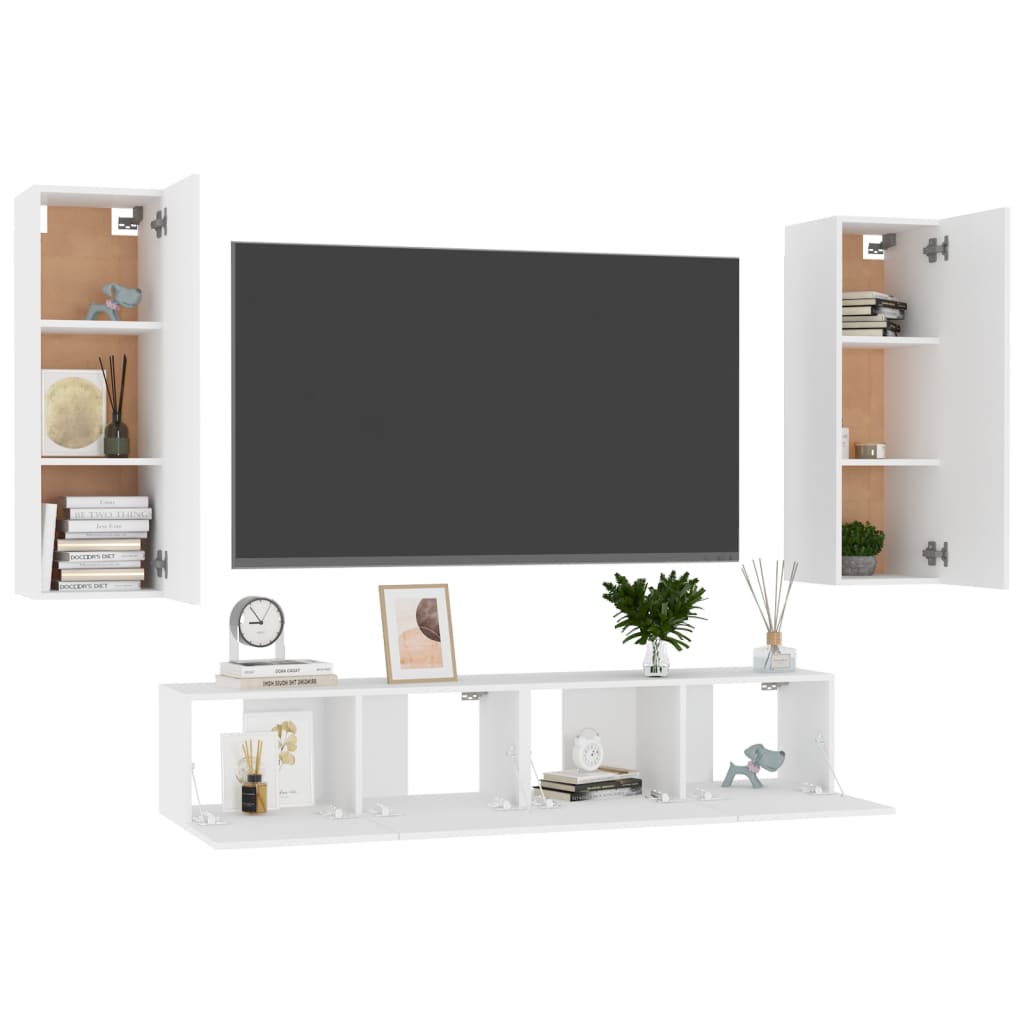 4 -piece room furniture white engineering wood