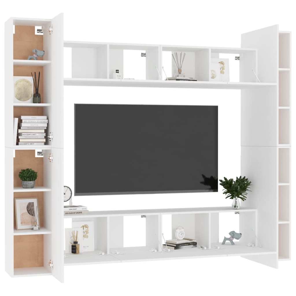 Set de muebles de salón TV 8 piezas madera de ingeniería blanco vidaXL