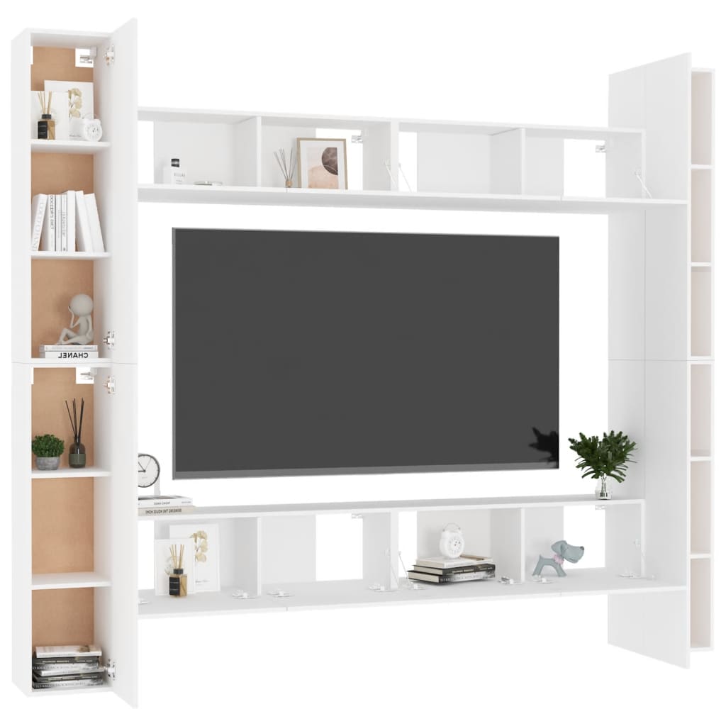 Mobili in salotto televisivo set 8 pezzi White Engineering Wood