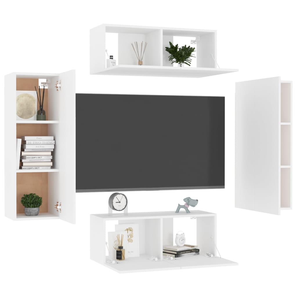 4 -piece room furniture white engineering wood