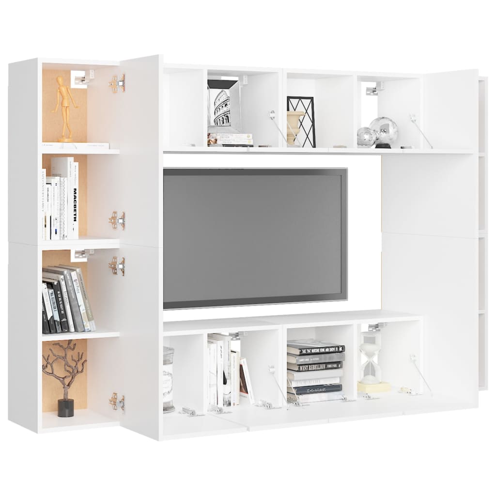 Mobili in salotto televisivo set 8 pezzi White Engineering Wood