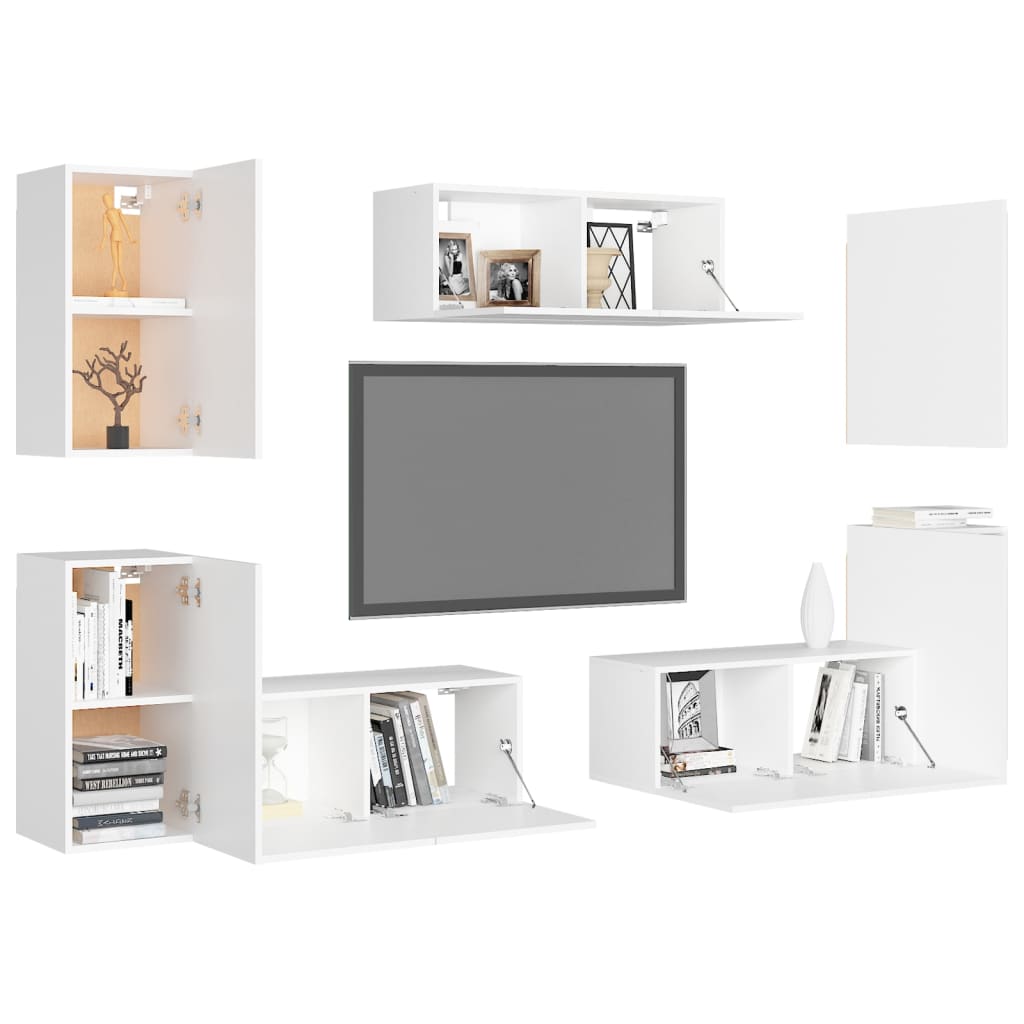 Mobili per sala TV SET 7 pezzi White Engineering Wood