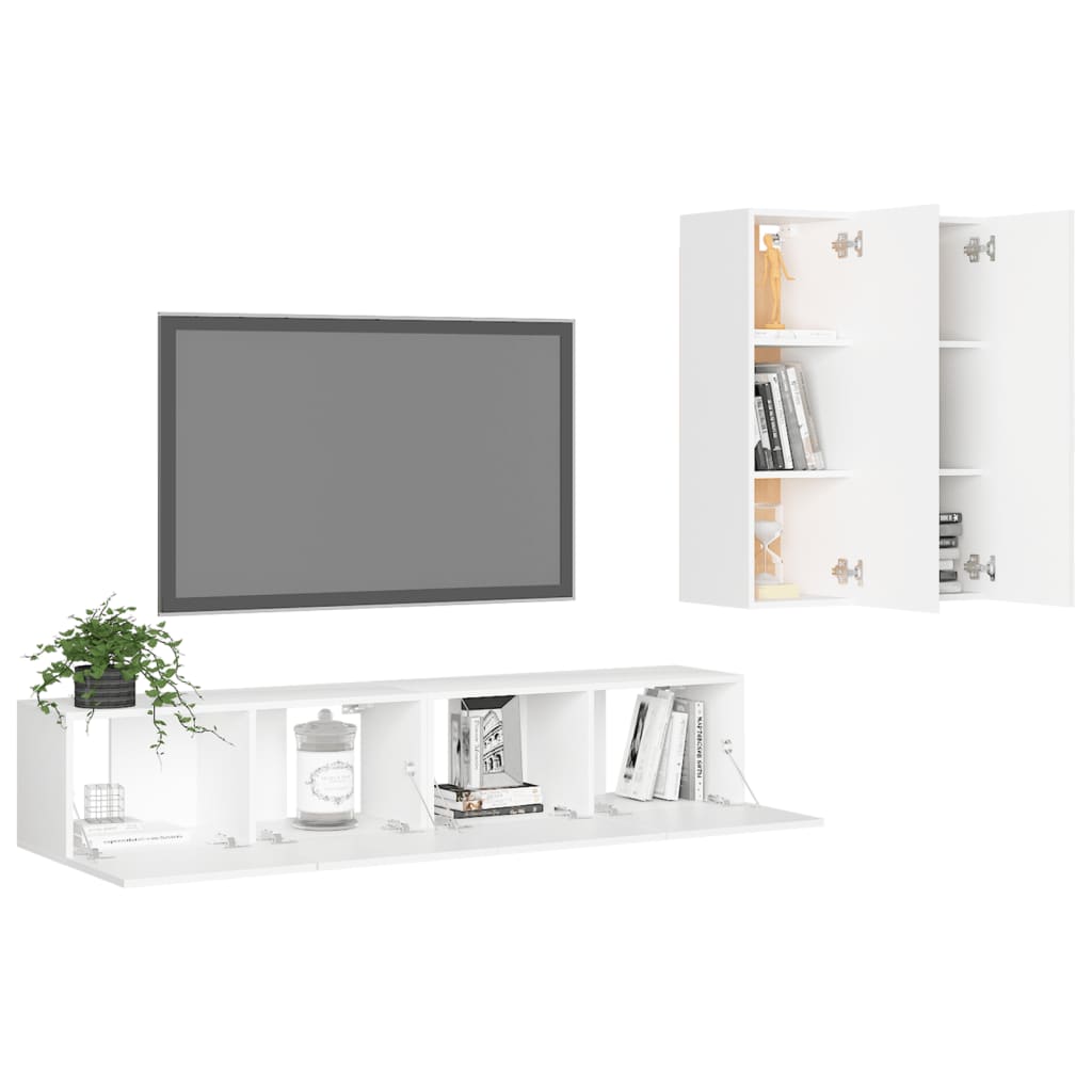 Set de muebles de salón TV 4 piezas madera de ingeniería blanco vidaXL