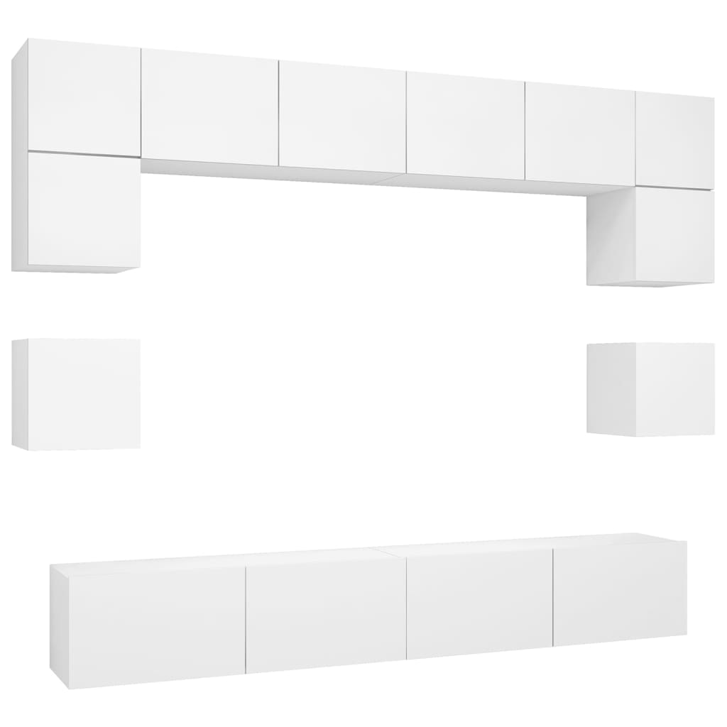 Set de muebles de salón TV 8 piezas madera de ingeniería blanco vidaXL