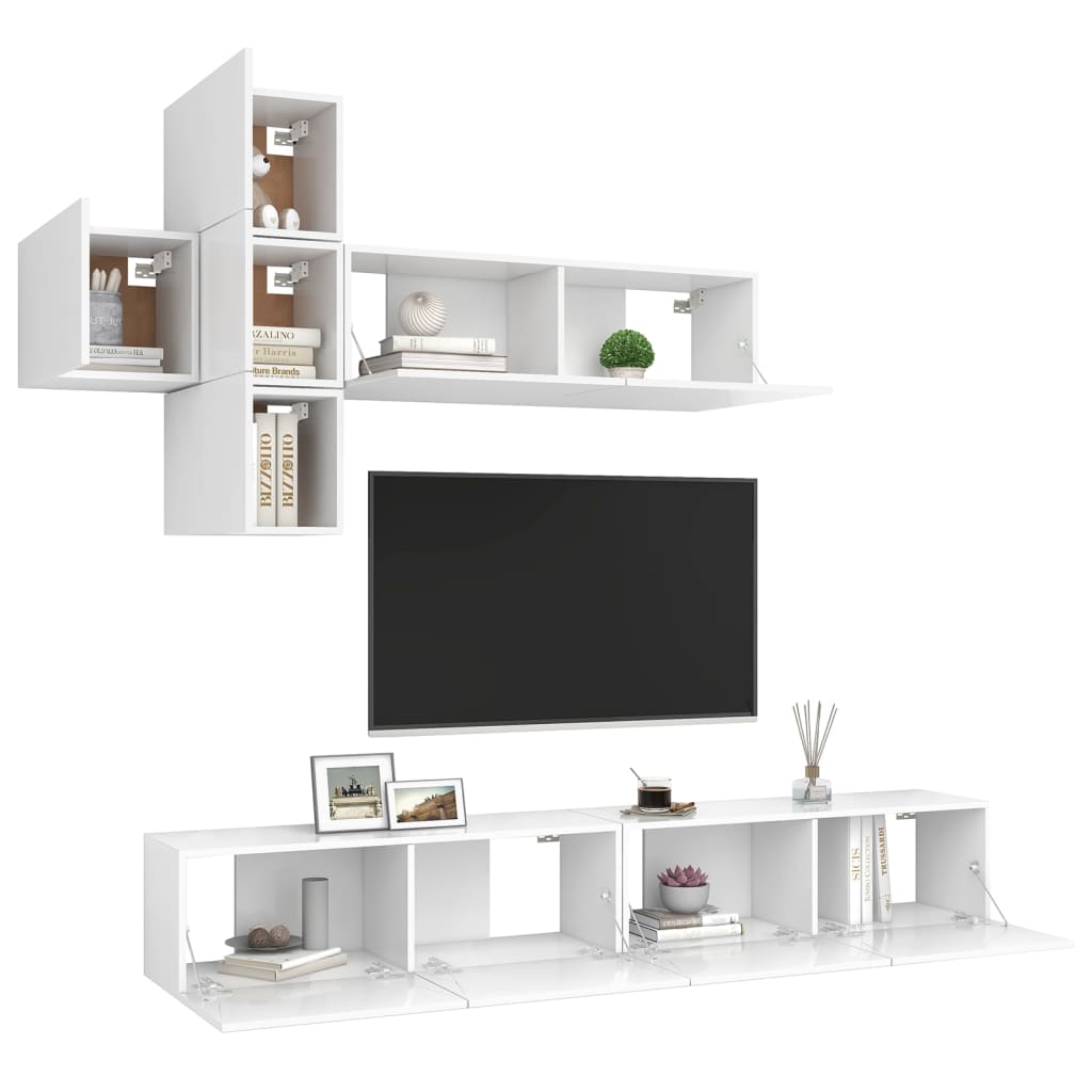 Mobili per sala TV SET 7 pezzi White Engineering Wood