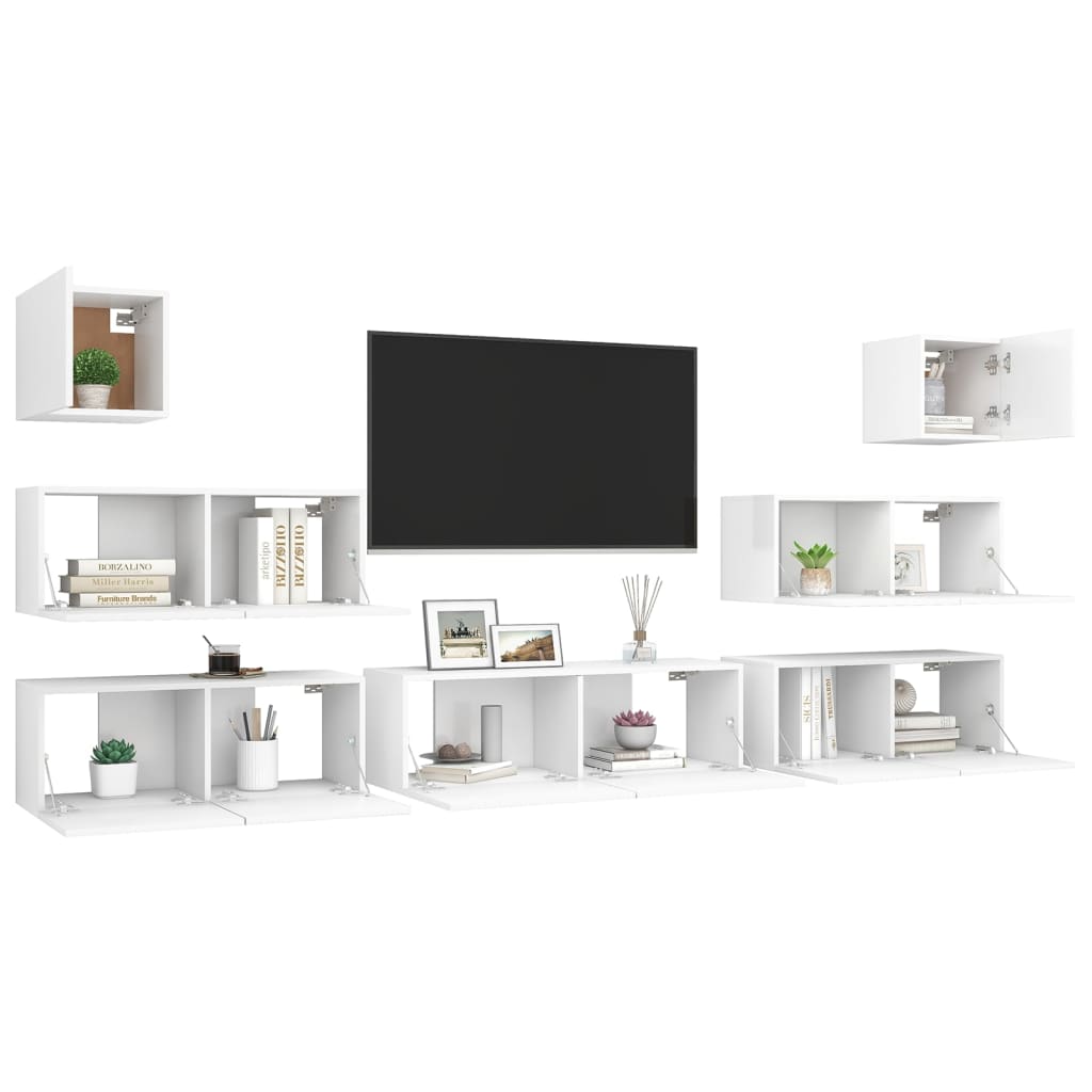 Mobili per sala TV SET 7 pezzi White Engineering Wood