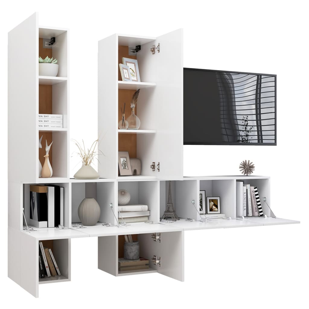 Mobili per sala TV SET 7 pezzi White Engineering Wood