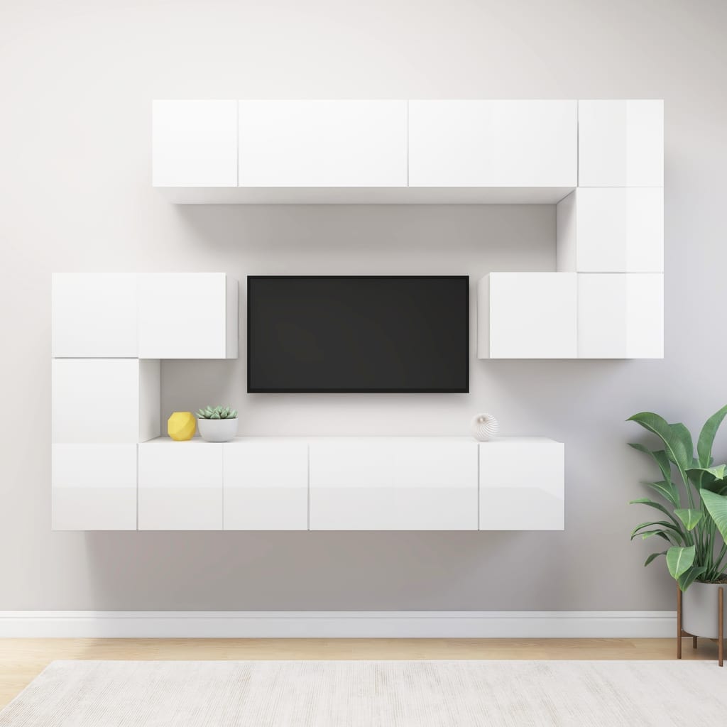 Vetonek Set de mueble para TV 10 piezas madera de ingeniería blanco