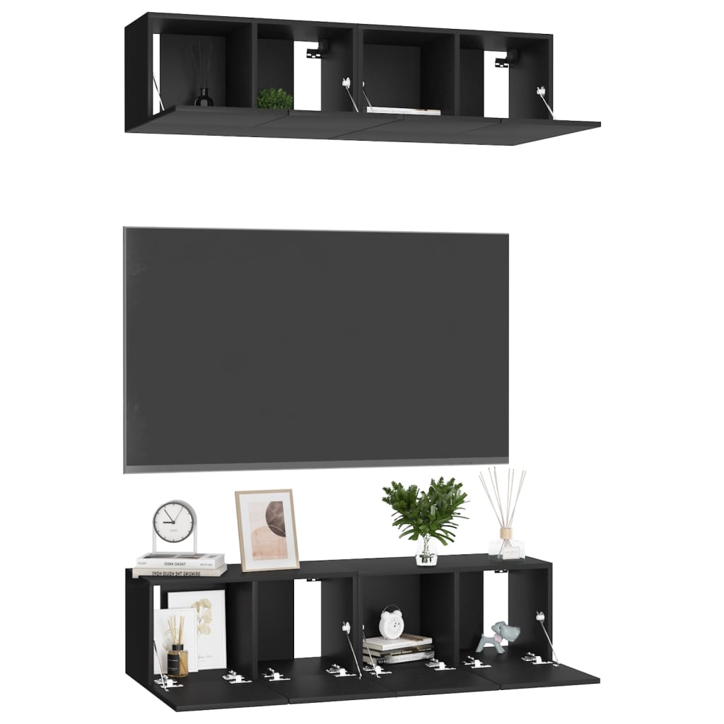 Mobili per salone 4 unità sintetizzate in legno nexus nero 60x30x30 cm