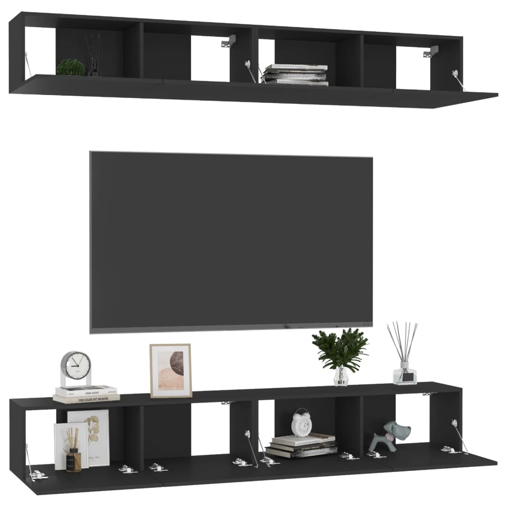 Mobili per salone 4 unità sintetizzate in legno nexus nero 100x30x30 cm