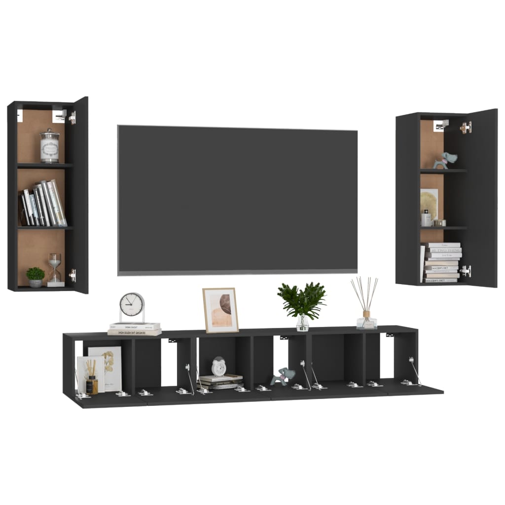 Juego de muebles de TV 5 piezas madera negro vidaXL