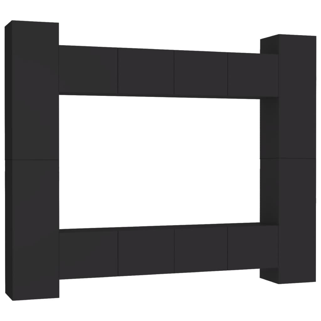 Set de muebles de salón TV 8 piezas madera sintetizada Nexus negro vidaXL