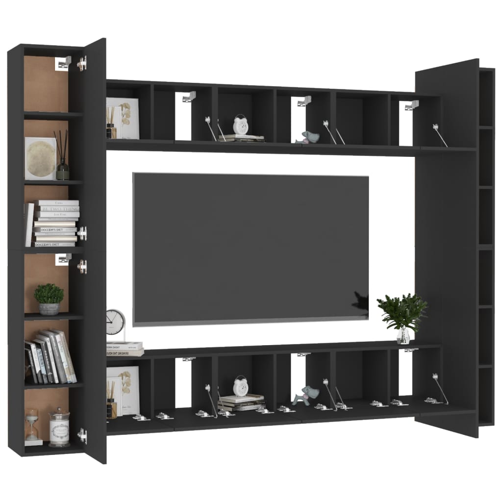 Set de muebles de salón TV 10 piezas madera sintetizada Nexus negro vidaXL