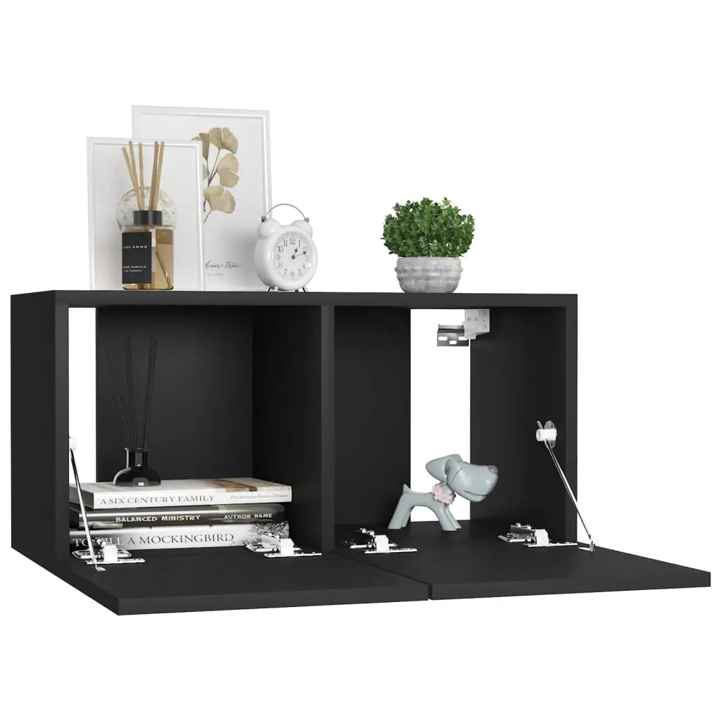 Set de muebles de salón TV 10 piezas madera sintetizada Nexus negro Vetonek