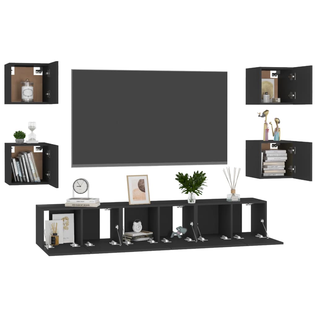 Black Engineering Wood Wood Wooden Furniture Set