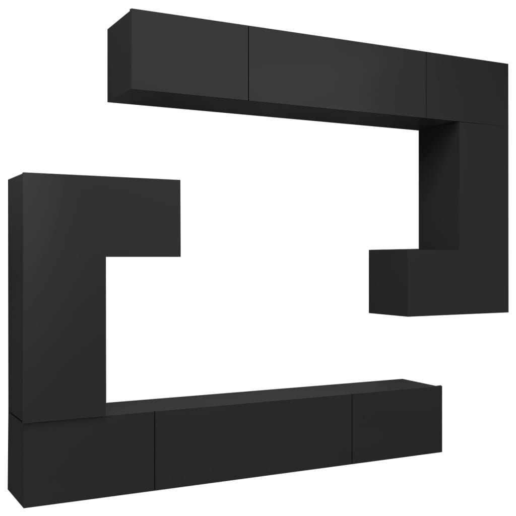 Set de muebles para TV 8 piezas madera negro vidaXL