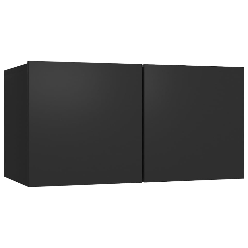 Set de muebles de salón TV 4 piezas madera de ingeniería negro vidaXL