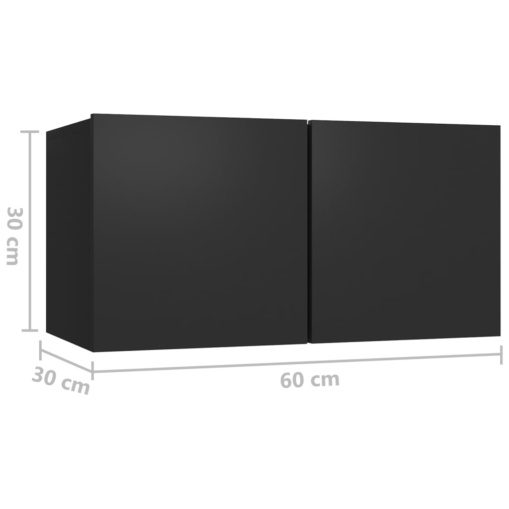 Set de muebles de salón TV 4 piezas madera de ingeniería negro vidaXL