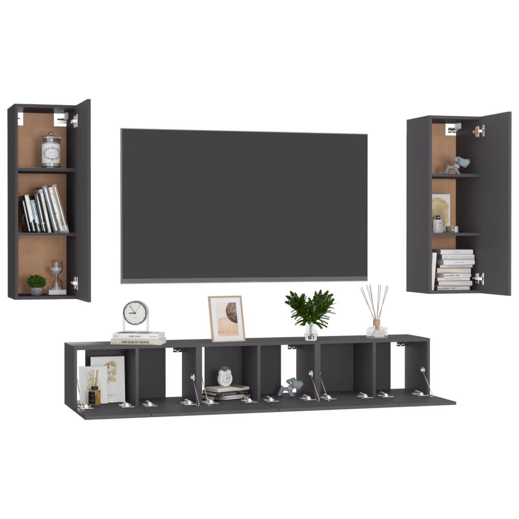 Set de muebles de salón 5 piezas madera sintetizada Nexus gris vidaXL