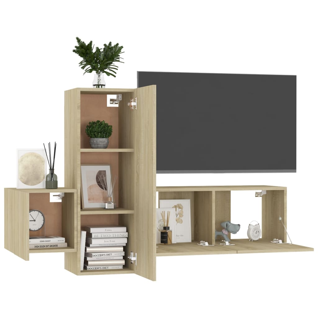 Conjunto de móveis Sala de TV 3 PCs sintetizados Wood Nexus Oak Sonoma