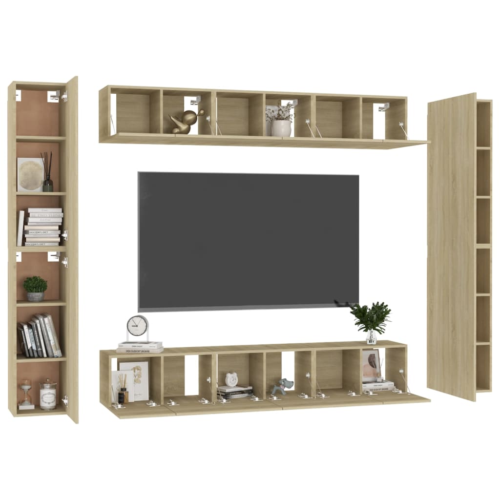 Set de muebles salón TV 10 pzas madera sintetizada Nexus roble Sonoma vidaXL