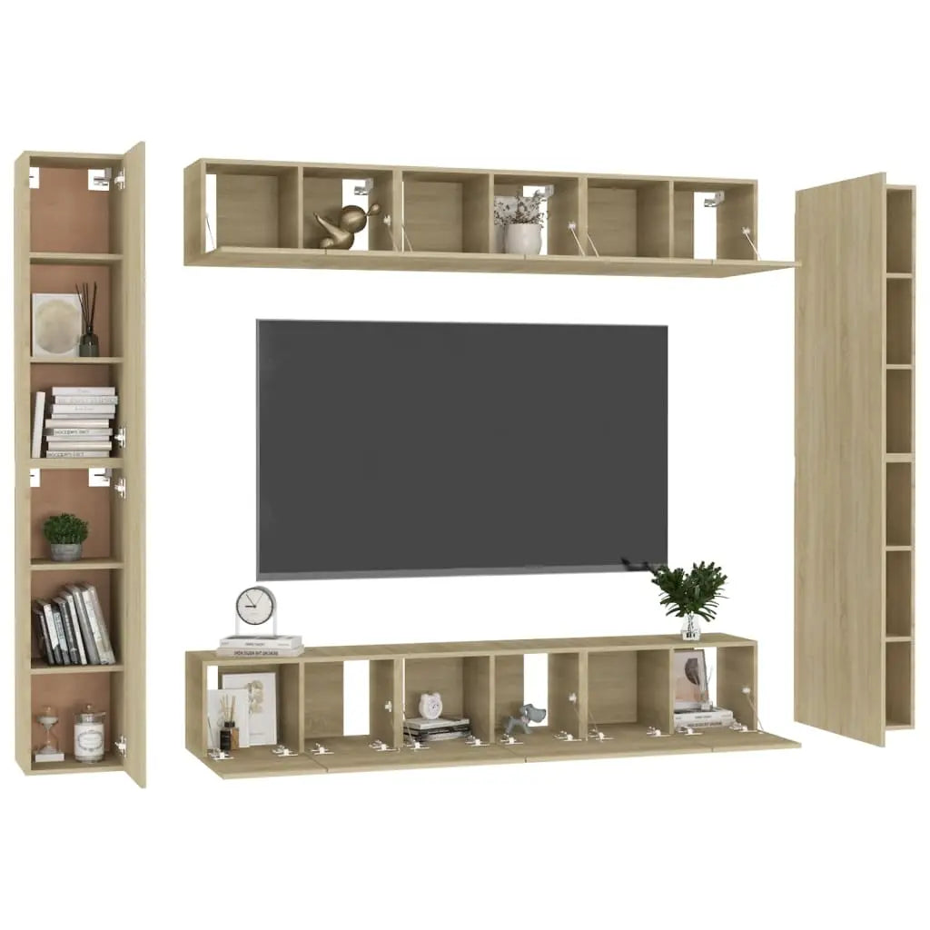 Set de muebles salón TV 10 pzas madera sintetizada Nexus roble Sonoma Vetonek