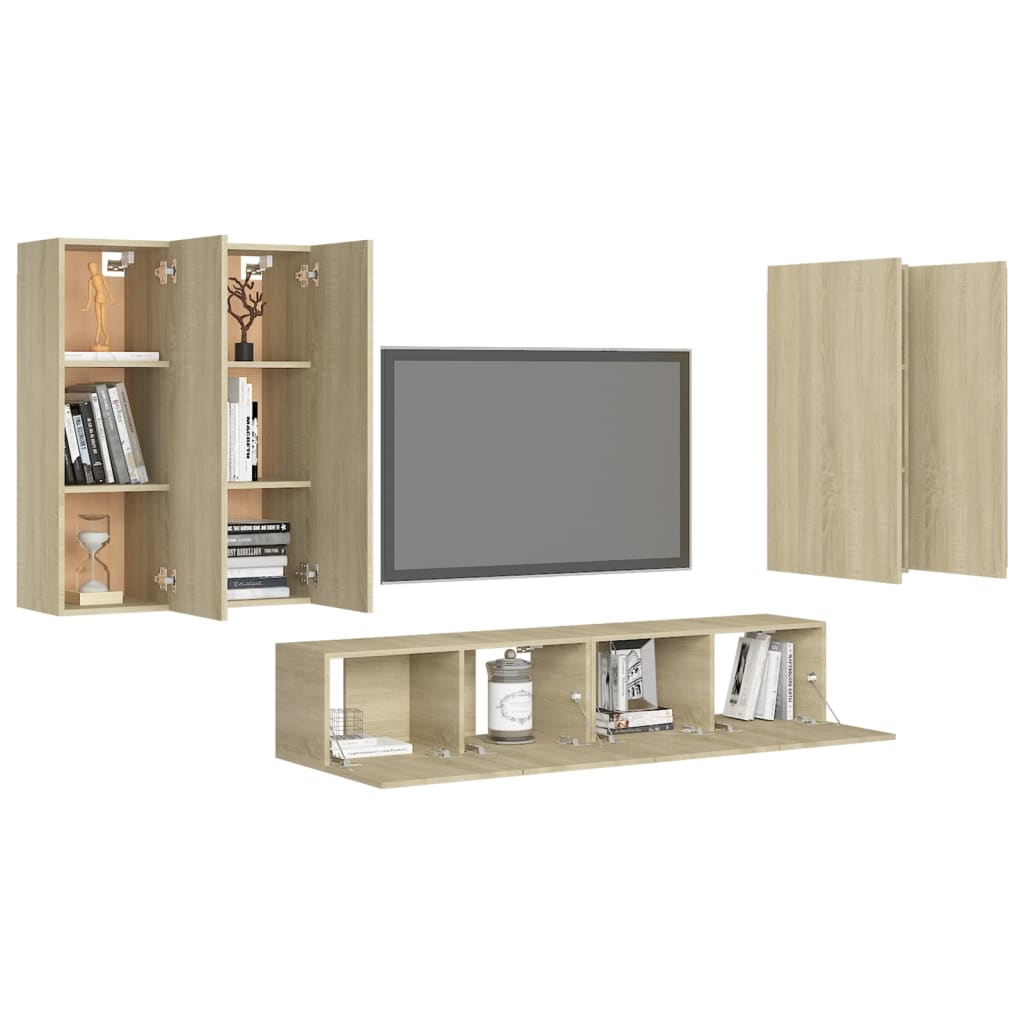 Conjunto de móveis TV 6 PCs sintetizados Wood Nexus Oak Sonoma