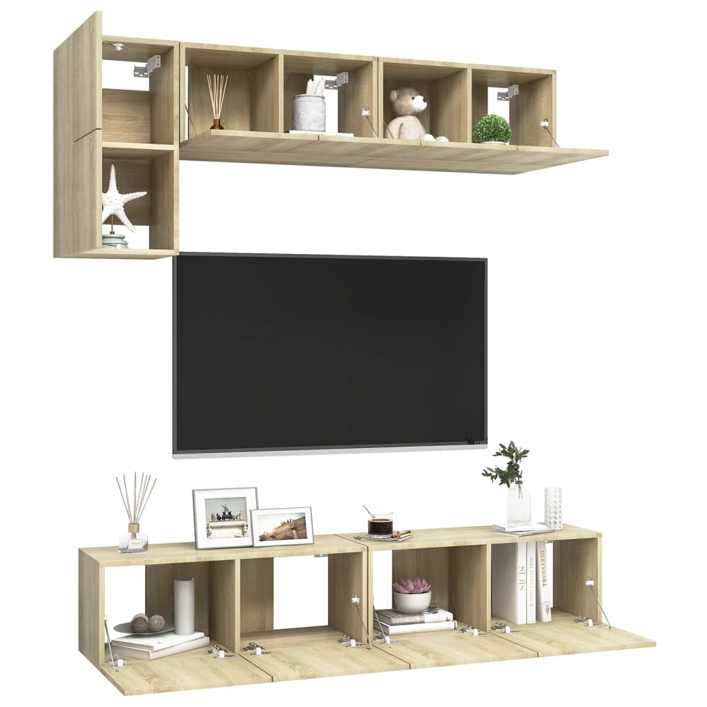 Set muebles de salón TV 5 pzas madera sintetizada Nexus roble Sonoma vidaXL