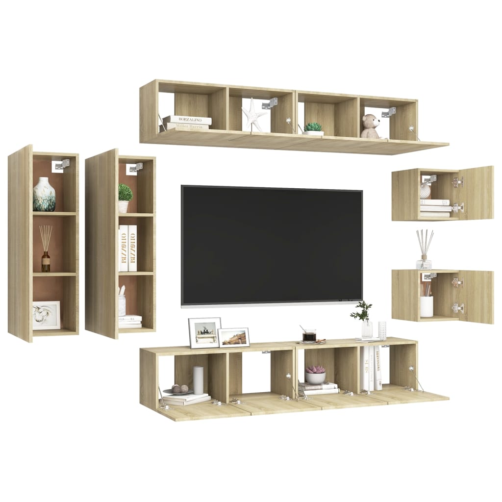 Set de muebles salón TV 8 pzas madera sintetizada Nexus roble Sonoma vidaXL