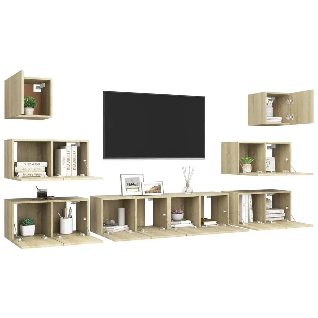 Set de muebles salón TV 8 pzas madera sintetizada Nexus roble Sonoma Vetonek