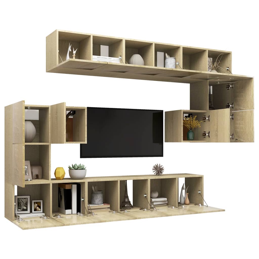 Conjunto de móveis Sala de TV 10 PCs sintetizados Wood Nexus Oak Sonoma