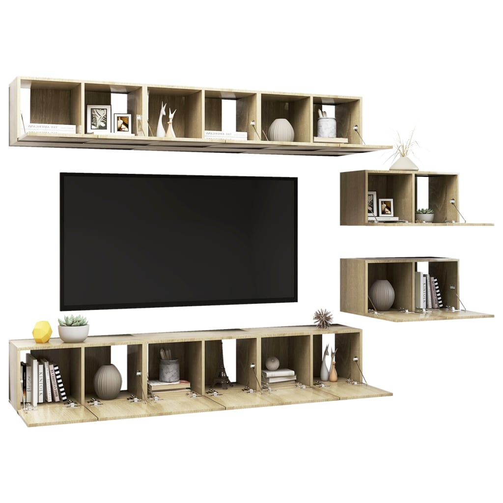 Conjunto de móveis TV Lounge 8 PCs sintetizados Wood Nexus Roble Sonoma