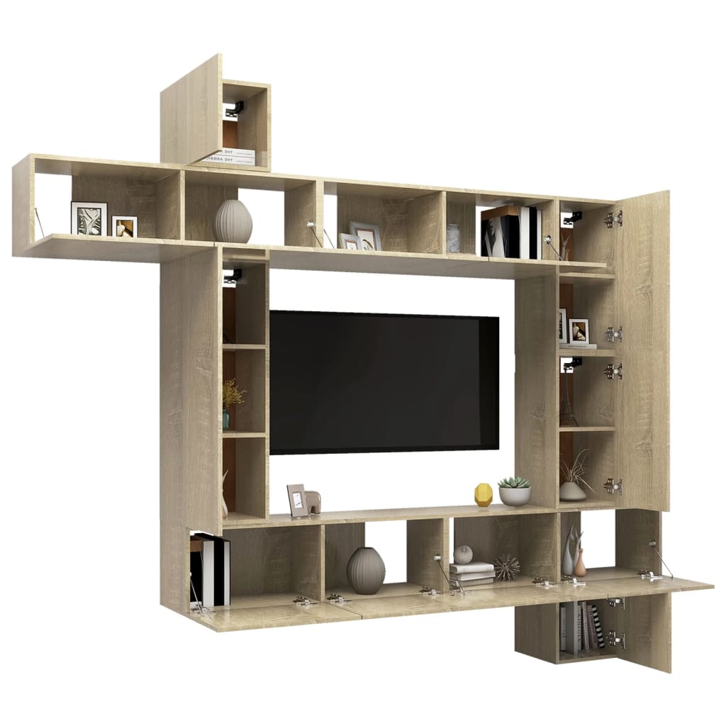 Set Laby Furniture TV 9 pièces synthétisées en bois Nexus Oak Sound