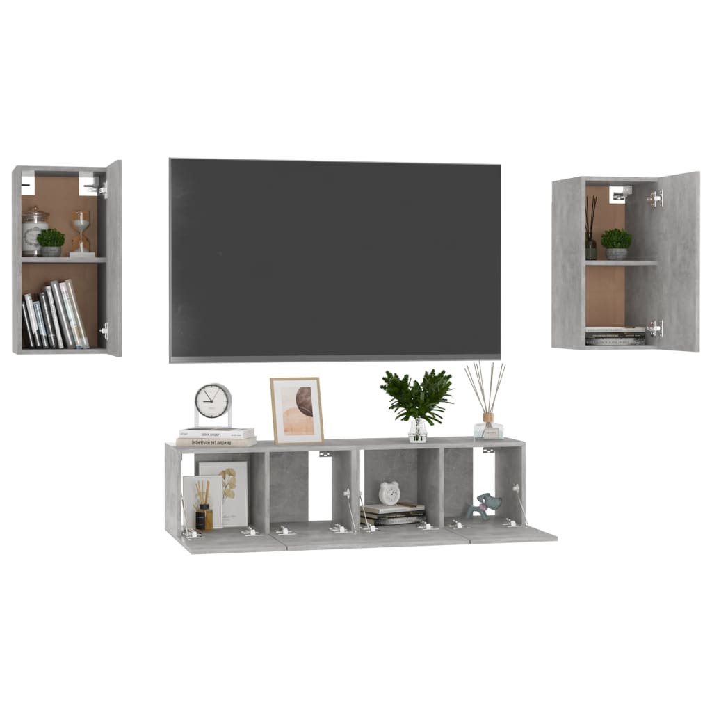 Set de muebles de salón 4 pzas madera sintetizada Nexus gris hormigón vidaXL