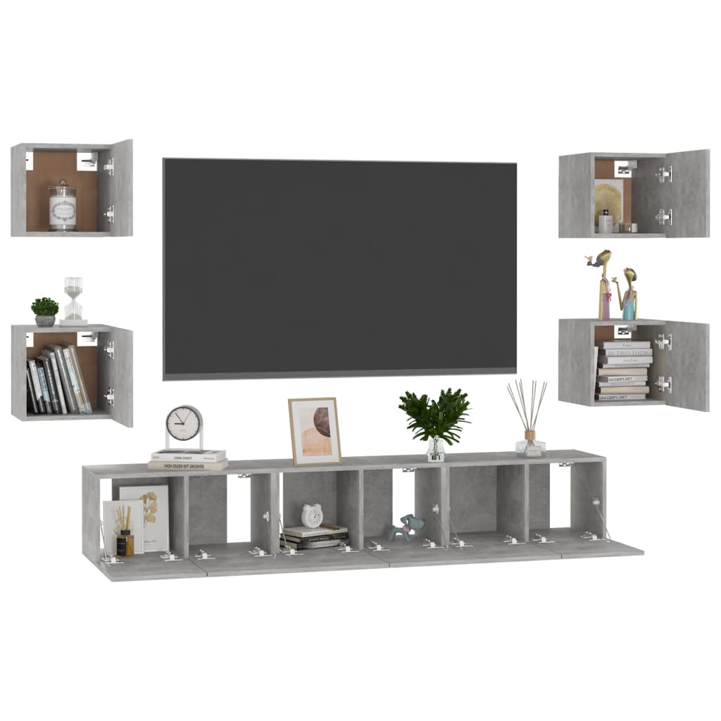 Set de muebles de salón 7 pzas madera sintetizada Nexus gris hormigón vidaXL