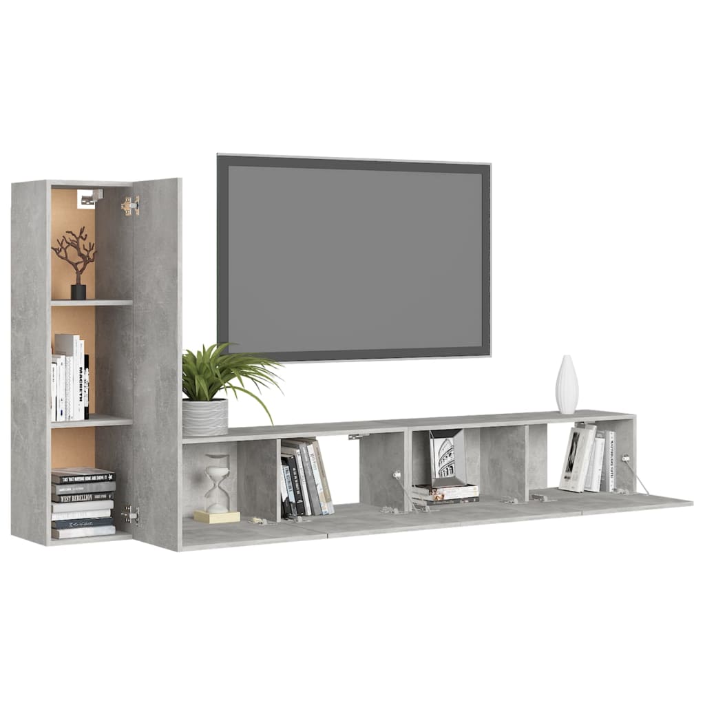 Set muebles de salón TV 3 pzas madera sintetizada Nexus gris hormigón vidaXL