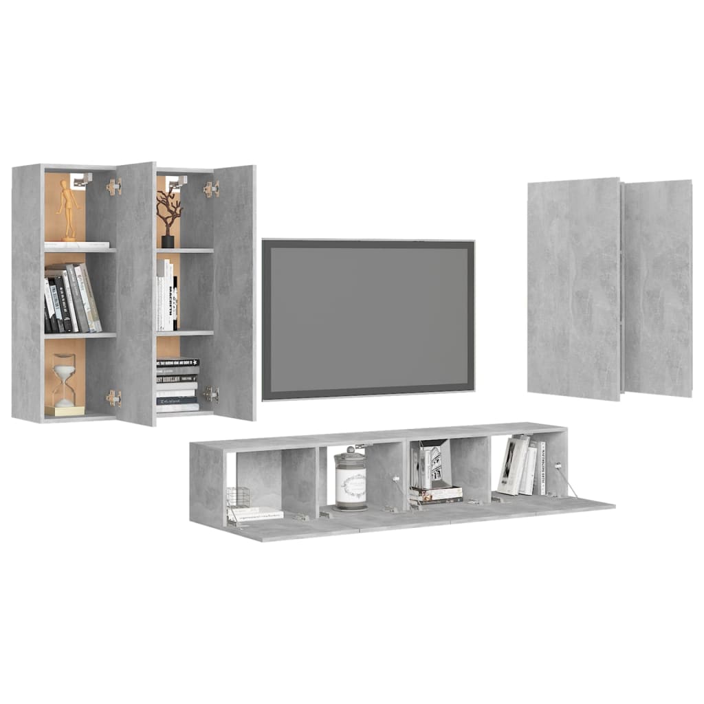 Set muebles de salón TV 6 pzas madera sintetizada Nexus gris hormigón