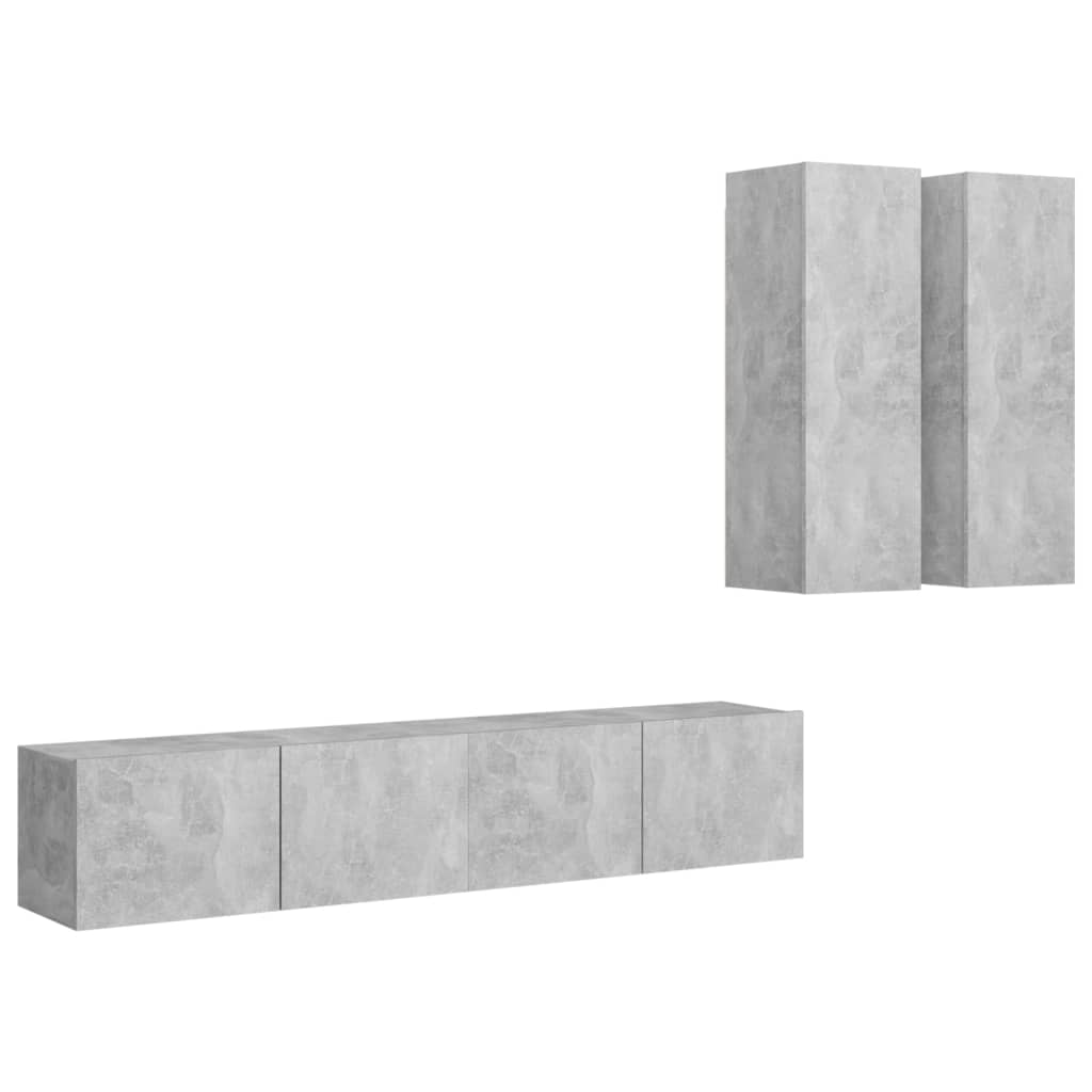 Set muebles de salón TV 4 pzas madera sintetizada Nexus gris hormigón vidaXL