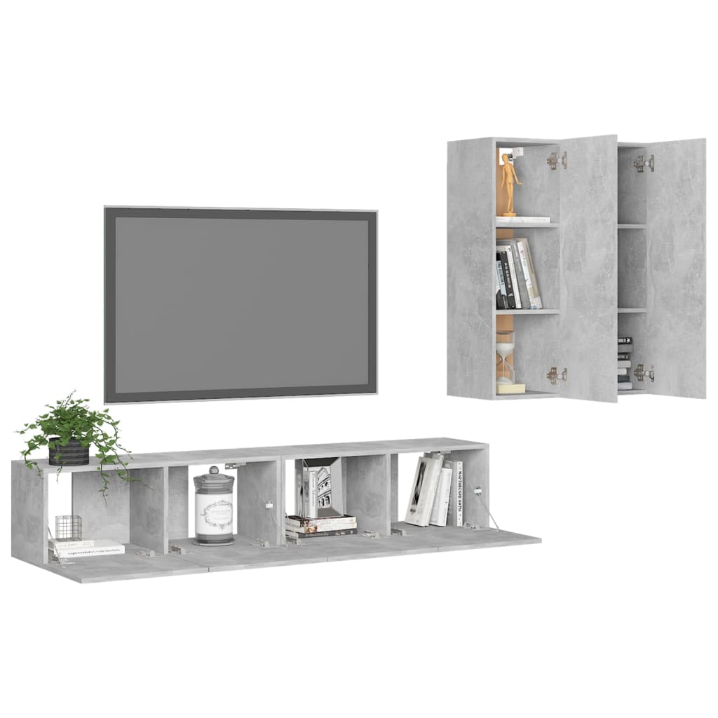 Set muebles de salón TV 4 pzas madera sintetizada Nexus gris hormigón vidaXL