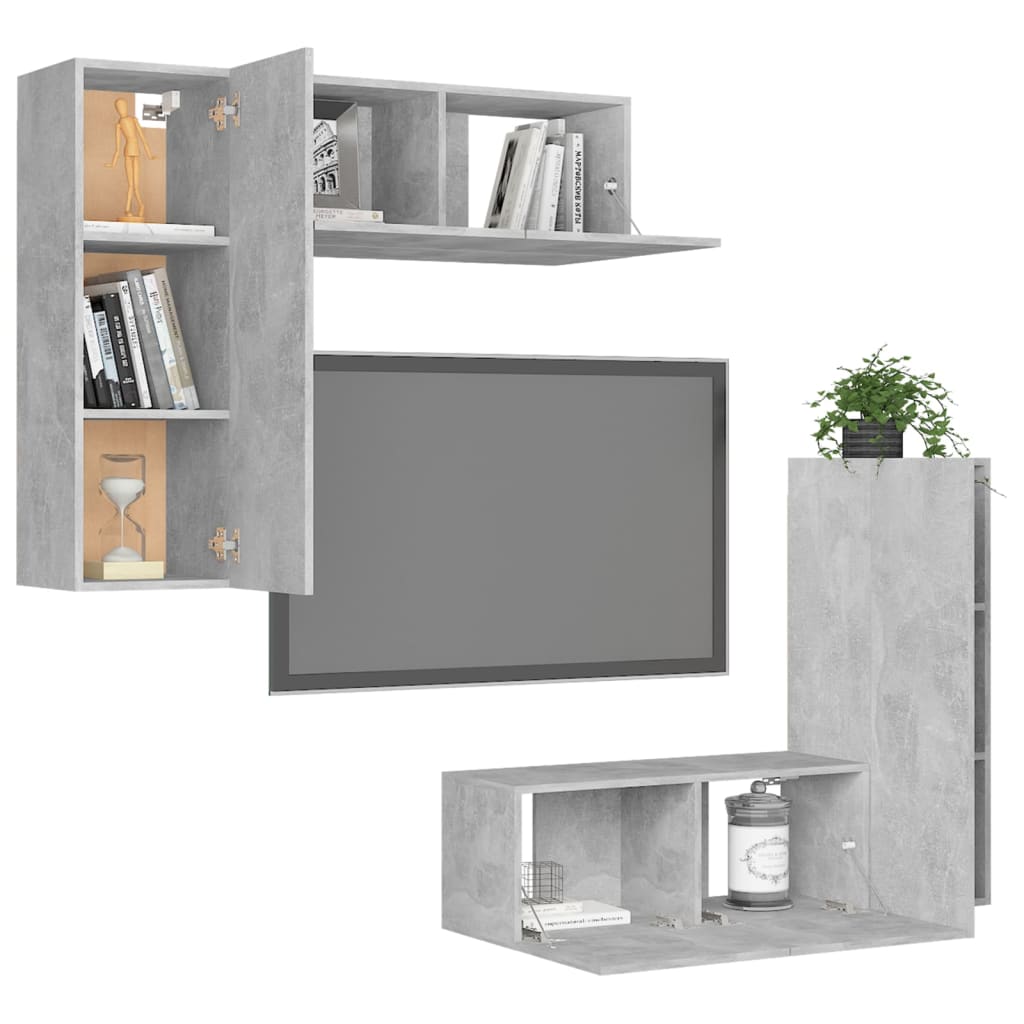 Set Furniture TV 4 PCAS Syntherison Wood Nexus Grey Concrete