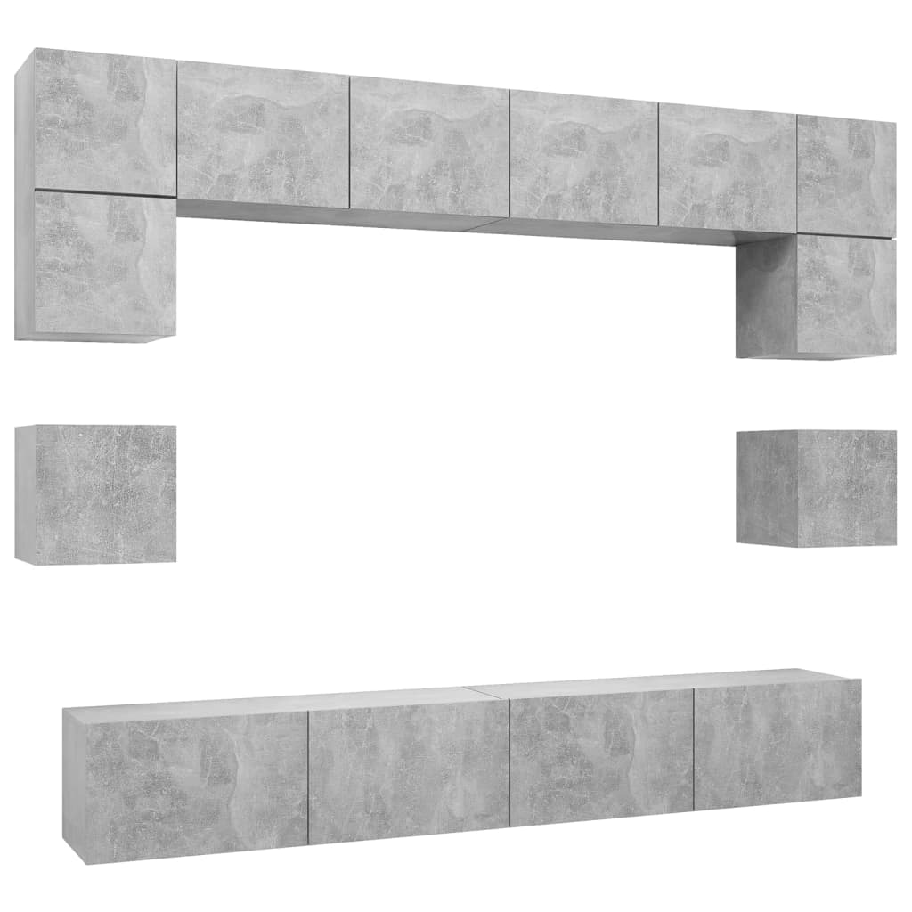 Set muebles de salón TV 8 pzas madera sintetizada Nexus gris hormigón vidaXL