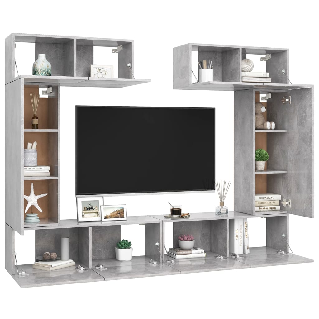 Set muebles de salón TV 6 pzas madera sintetizada Nexus gris hormigón vidaXL